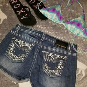 Denim Couture midi jean shorts